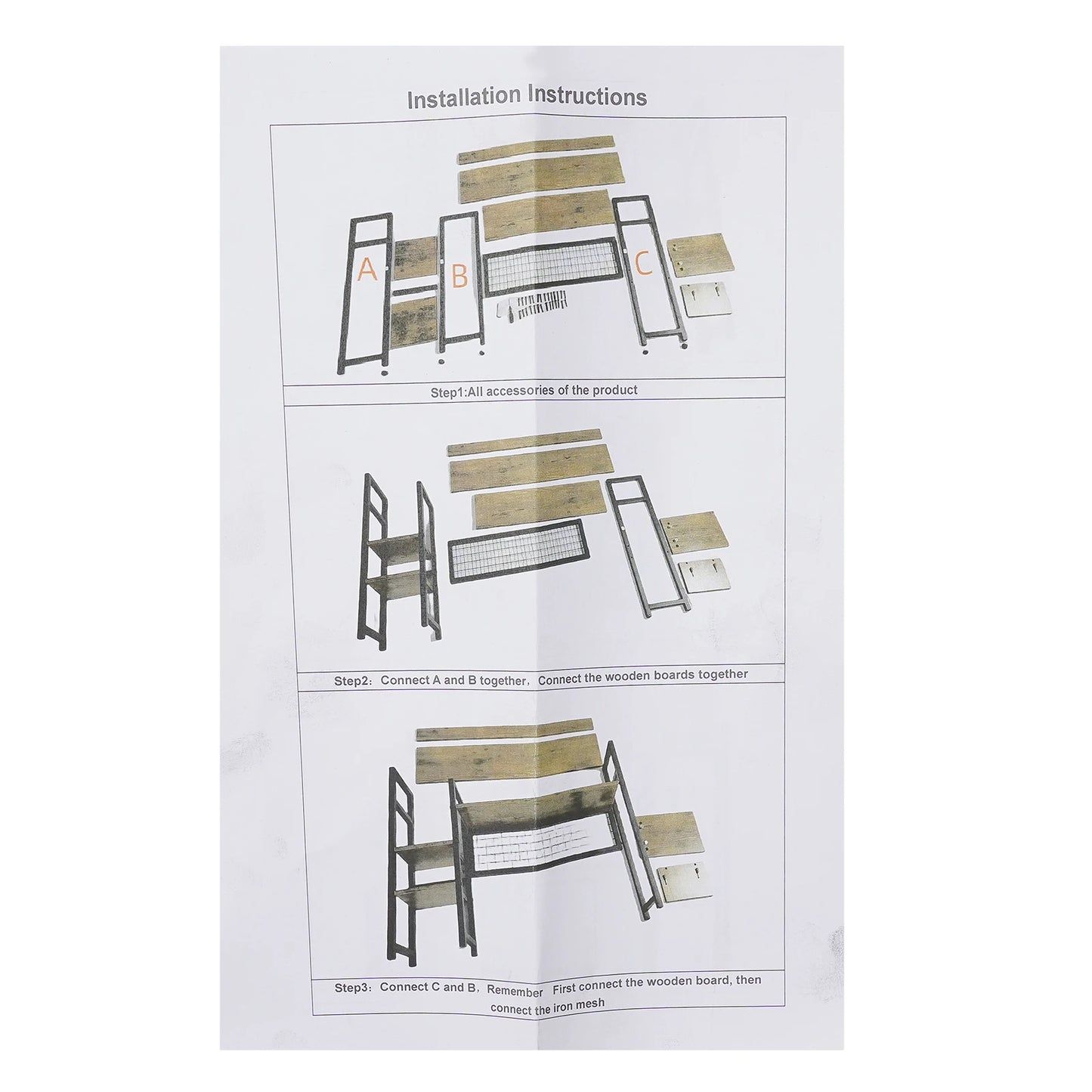 3-Tier MDF Office Dormitory Desktop Shelf Storage Computer Desk Tiered Cabinet
