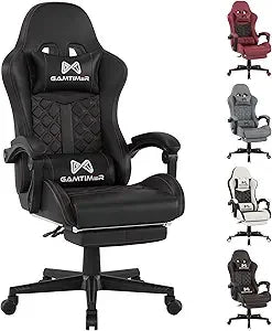Gaming Chair with Footrest, Ergonomic Computer Chair, PU Breathable Material with Headrest and Lumbar Support, Suitable for Sill