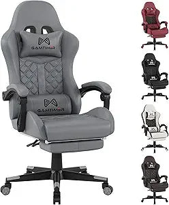 Gaming Chair with Footrest, Ergonomic Computer Chair, PU Breathable Material with Headrest and Lumbar Support, Suitable for Sill