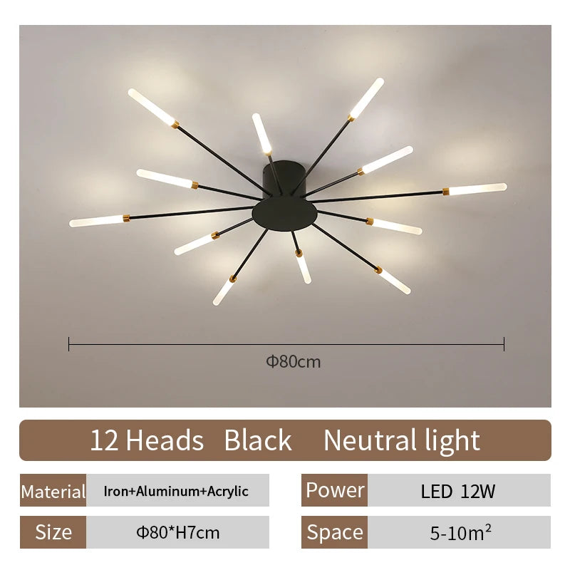LED Ceiling Lamp Modern Indoor Lighting Acrylic Nordic Creative Fan-shaped Light