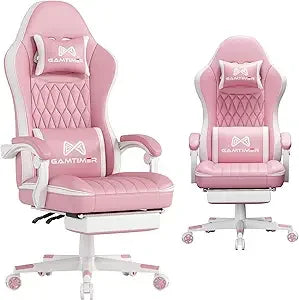 Gaming Chair with Footrest, Ergonomic Computer Chair, PU Breathable Material with Headrest and Lumbar Support, Suitable for Sill