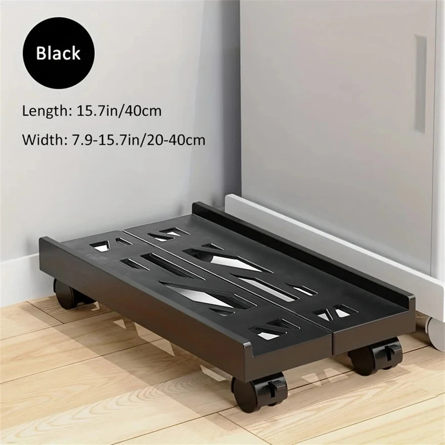 Adjustable Mobile PC Tower Stand with Wheels under Desk CPU Holder Adjustable Stable Mobile Computer Host Stand for Home Office