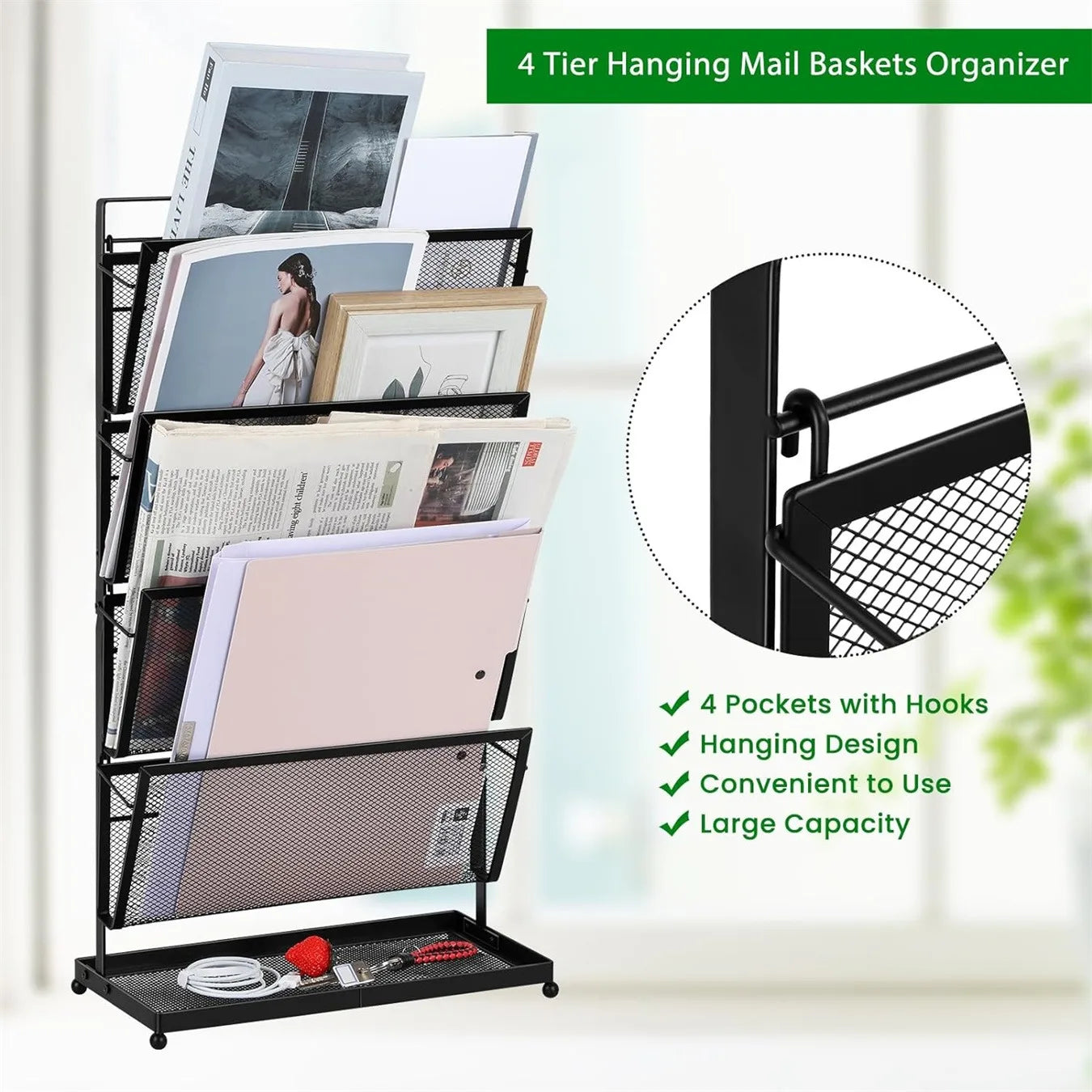 File Organizer Desk Vertical File Folder Holder Standing