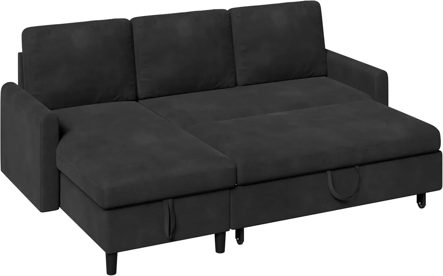 Convertible Sleeper Sofa, Pull Out Couch with Storage, 77" L-Shaped Sofa Bed with Storage