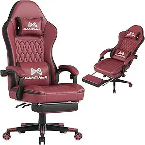 Gaming Chair with Footrest, Ergonomic Computer Chair, PU Breathable Material with Headrest and Lumbar Support, Suitable for Sill