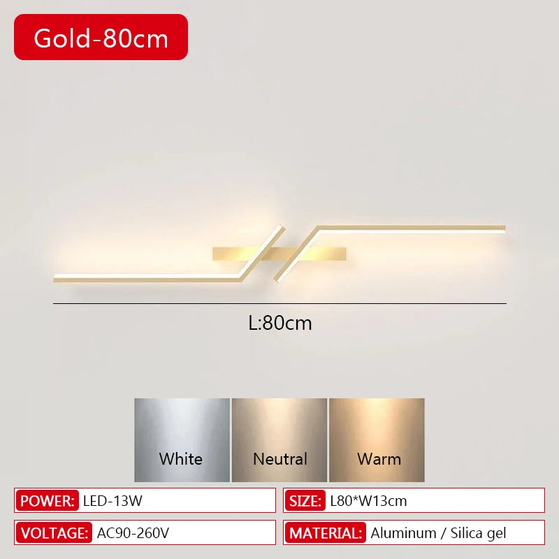 Modern LED Wall Lamp Minimalist Led 13W-18W Light Bedroom Bedside Long Strip Wall Sconces