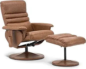 Recliner with Ottoman, Reclining Chair with Massage, 360 Swivel Chair Faux Leather 7902