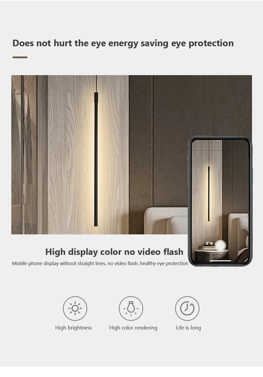 Modern LED Long Pendant Lights for Bedroom/Office Hanging Lamp Background Chandeliers Design Line Lighting Fixtures