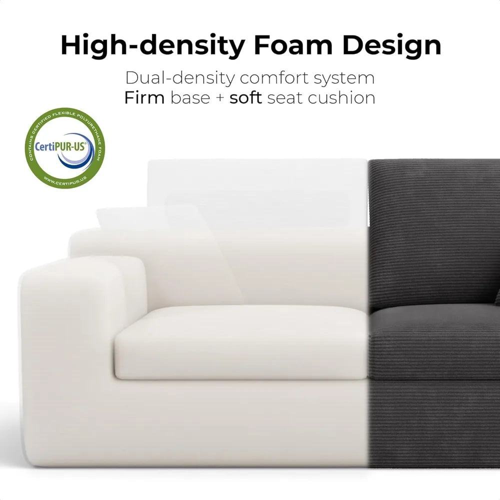 78" Modern Loveseat Sofa in a Box - Corduroy Deep Seat Couch, No Assembly Required, Space-Saving Design