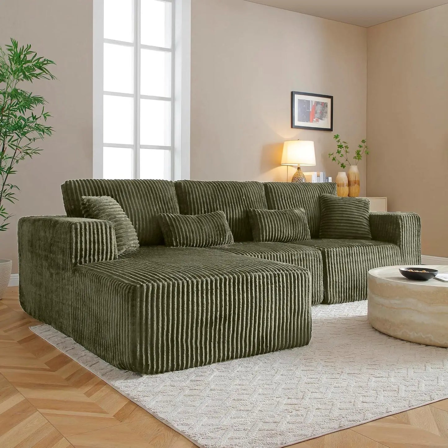 Modular Sectional Sofa Cloud Sectional Couch, 107" Comfy Fluffy L Shaped Black Couches, Deep Seat Memory Foam