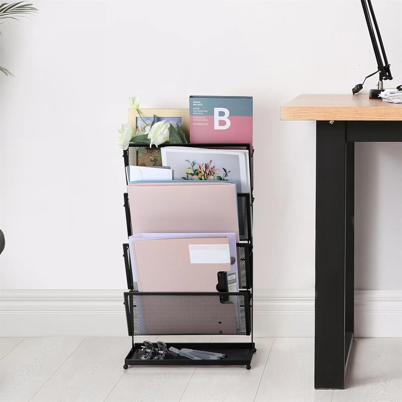 File Organizer Desk Vertical File Folder Holder Standing