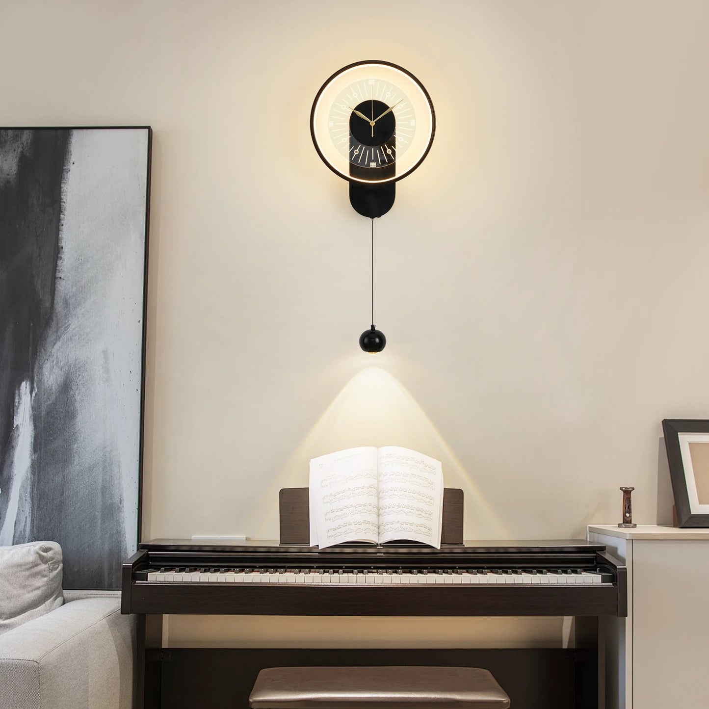 Creative Clock Wall Lamp Modern Minimalist Luxury Living Room/Office TV Background Wall 2024 New with spotlight home Decor wall sconce