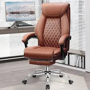 Office Chair, Ergonomic High Back Home Office Desk Chair, Big and Tall Breathable Leather Office Chair with Lumbar Support Flip-
