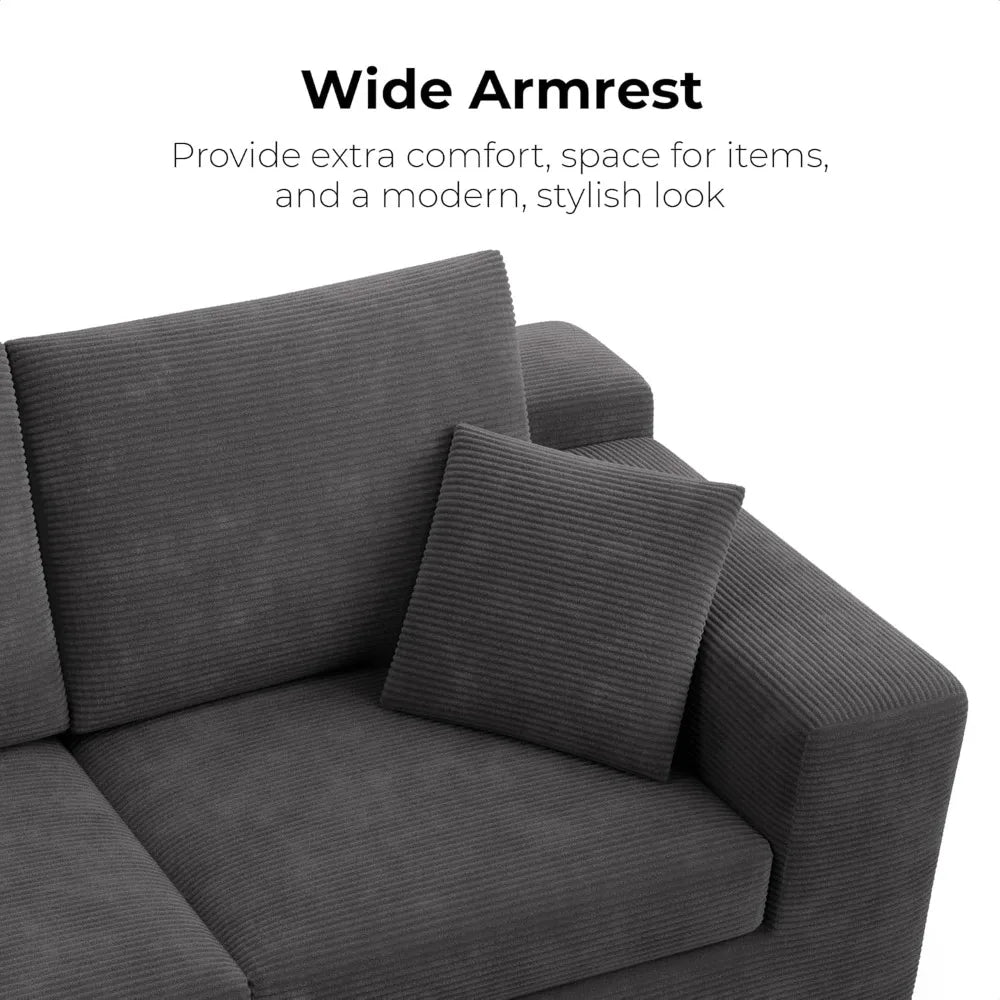 78" Modern Loveseat Sofa in a Box - Corduroy Deep Seat Couch, No Assembly Required, Space-Saving Design