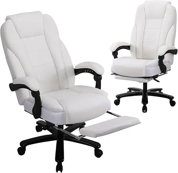 Big and Tall Office Chair 400LBS with Footrest, Heavy Duty Reclining Executive Desk Chairs, High Back Wide Seat Ergonomic Home C