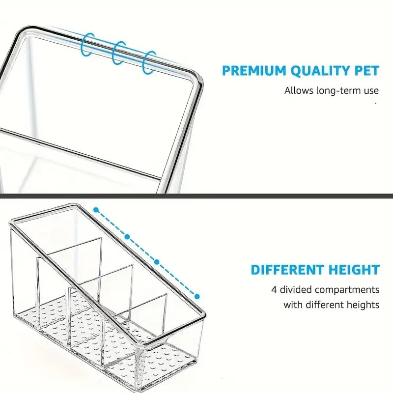 Romote Control Holder with 4 Compartments Clear Romote Holder Home Decor Kitchen Acccessories Make Up Orangizer