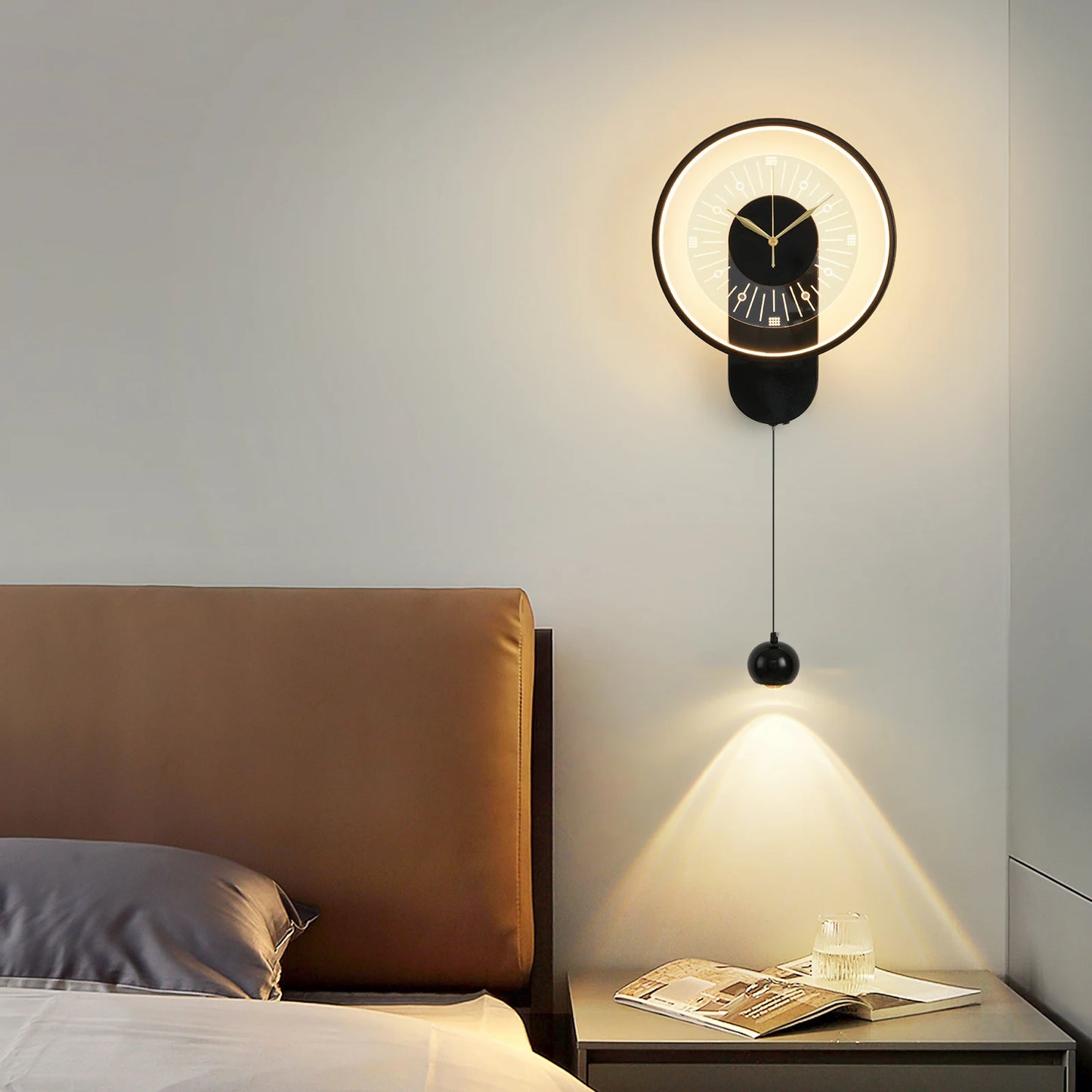 Creative Clock Wall Lamp Modern Minimalist Luxury Living Room/Office TV Background Wall 2024 New with spotlight home Decor wall sconce