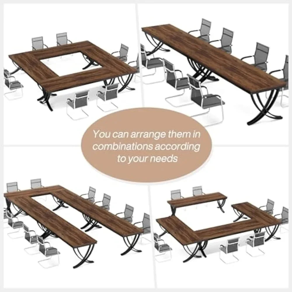 6.5FT Conference Table for 6-8 People, 78 inch Long Rectangular Seminar Table with Strong Metal Frame, Business Furniture