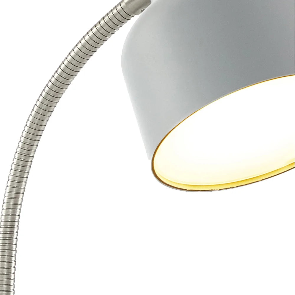 LED Desk Lamp with Catch-All Base AC Outlet Flexible Gooseneck Integrated LED Bulb Energy Efficient Storage Solution Workspace