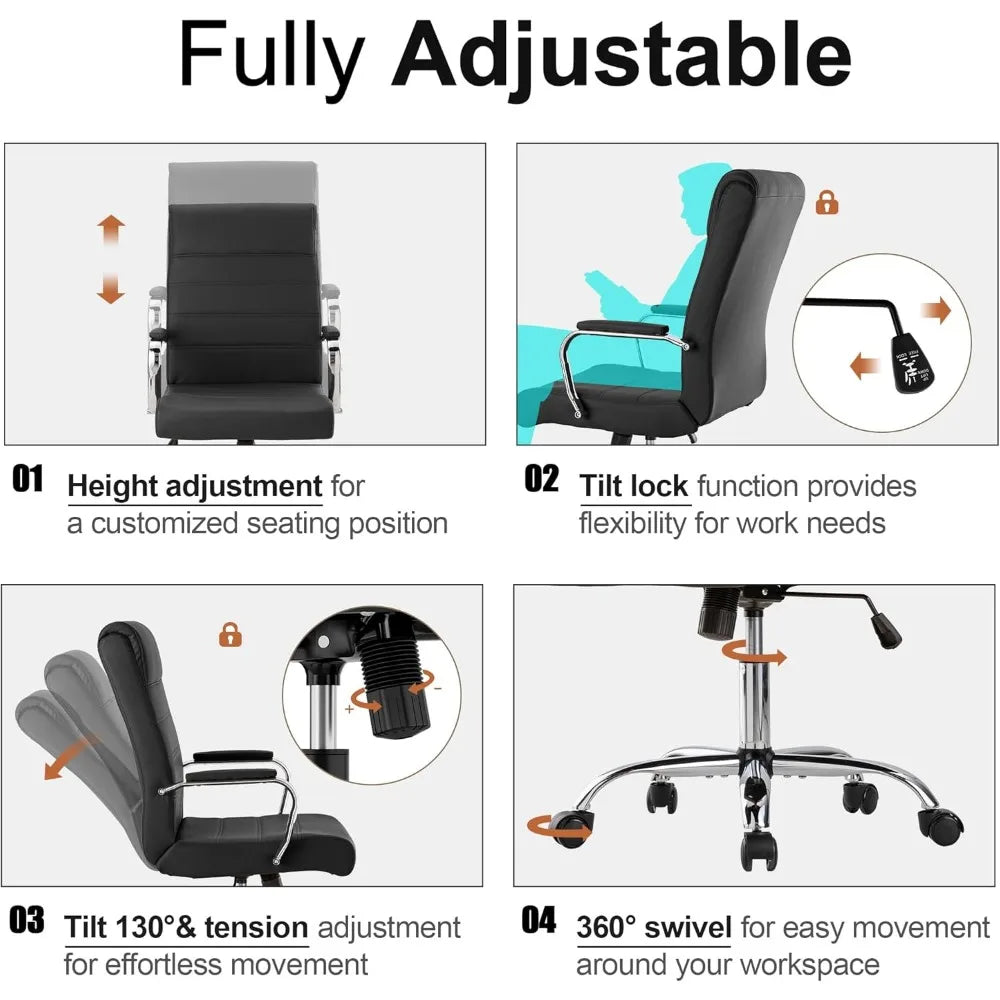Office Desk Chair,Modern Leather Conference Room Chairs,High Back Ergonomic Home ofiice Chair,Adjustable Height Swivel Executive
