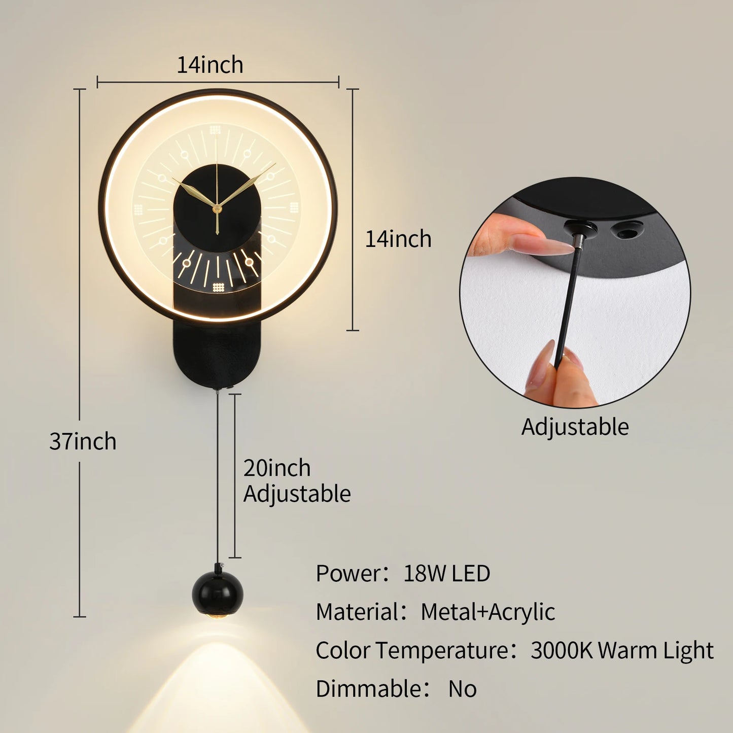 Creative Clock Wall Lamp Modern Minimalist Luxury Living Room/Office TV Background Wall 2024 New with spotlight home Decor wall sconce
