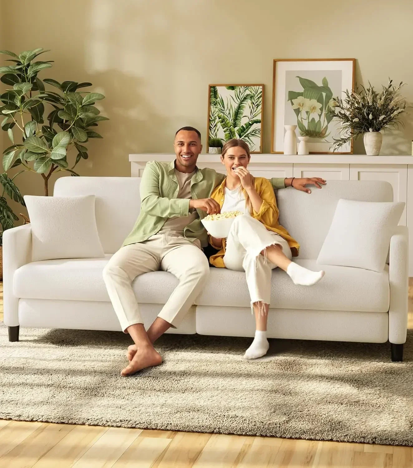 83" Sofas, Comfy Loveseat Sofa, Teddy Fleece Love Seat Couch, Tool-Free Setup Couches