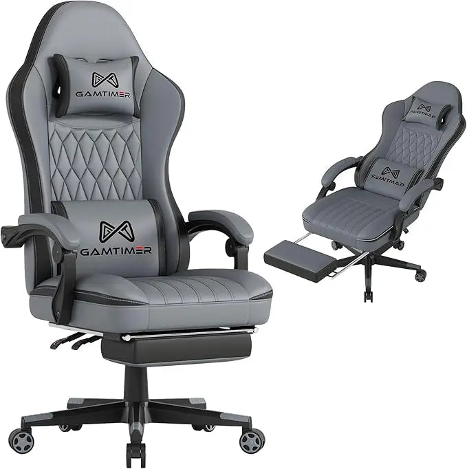 Gaming Chair with Footrest, Ergonomic Computer Chair, PU Breathable Material with Headrest and Lumbar Support, Suitable for Sill