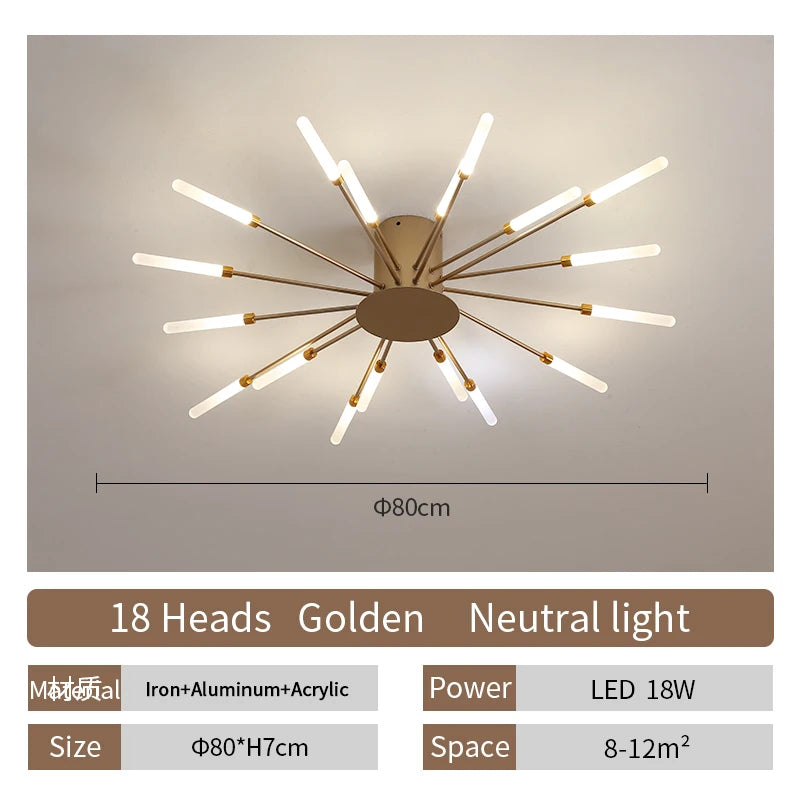 LED Ceiling Lamp Modern Indoor Lighting Acrylic Nordic Creative Fan-shaped Light