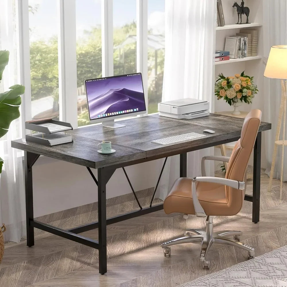 Large Computer Desk, 63x31.5 Inch Large Office Desks, Premium Sturdy 2 Person Desk, 1.4” Thick Study Writing Table, Modern