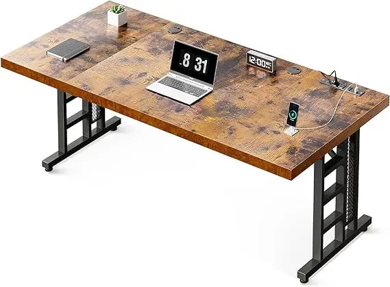 71 Inch Executive Desk with USB Ports, Computer Office Desk, Large Mordern Writing Table, Workstation Business Furniture for Ho