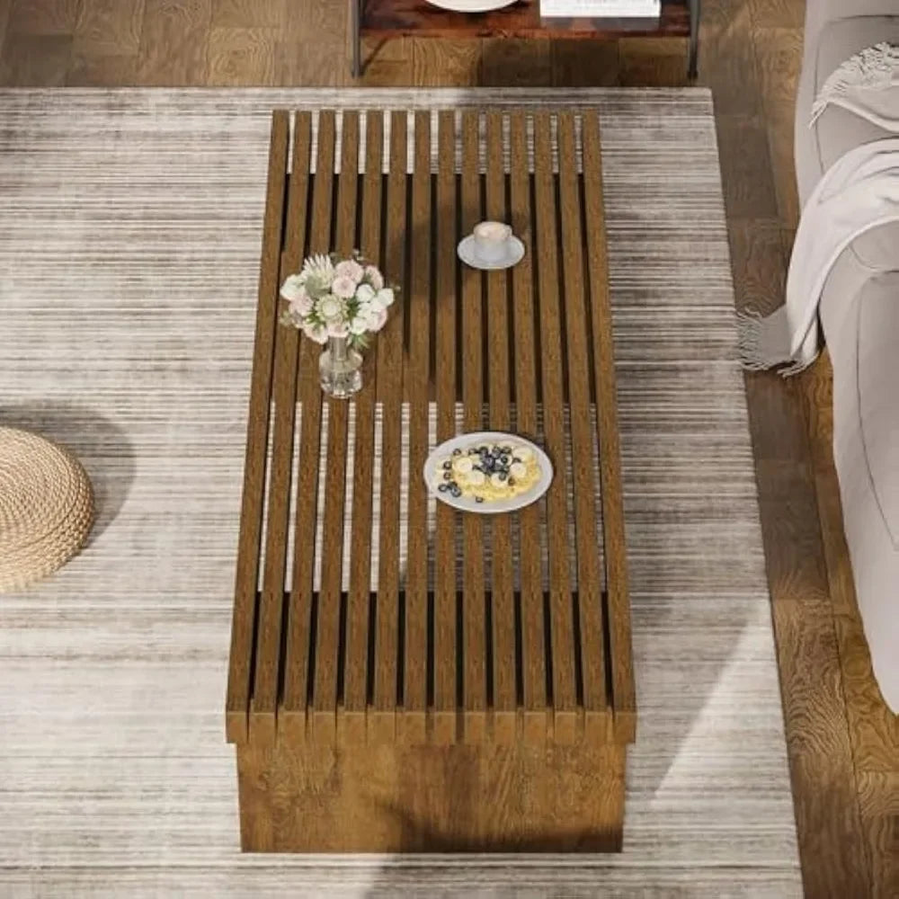 Rectangle Coffee Table: 47.24-Inch Wood Modern Coffee Table Cocktail Table for Living Room, Farmhouse Coffee Table Center