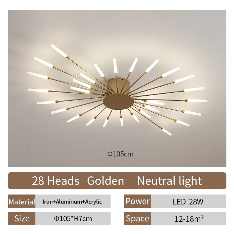 LED Ceiling Lamp Modern Indoor Lighting Acrylic Nordic Creative Fan-shaped Light
