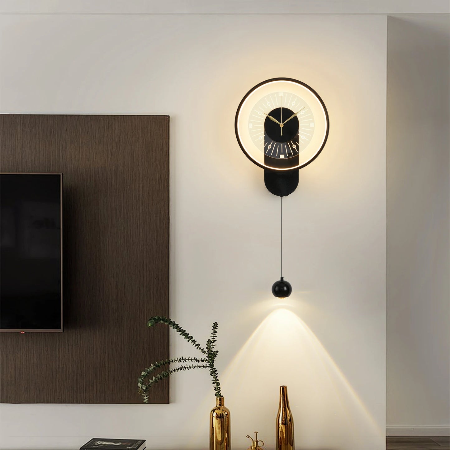Creative Clock Wall Lamp Modern Minimalist Luxury Living Room/Office TV Background Wall 2024 New with spotlight home Decor wall sconce