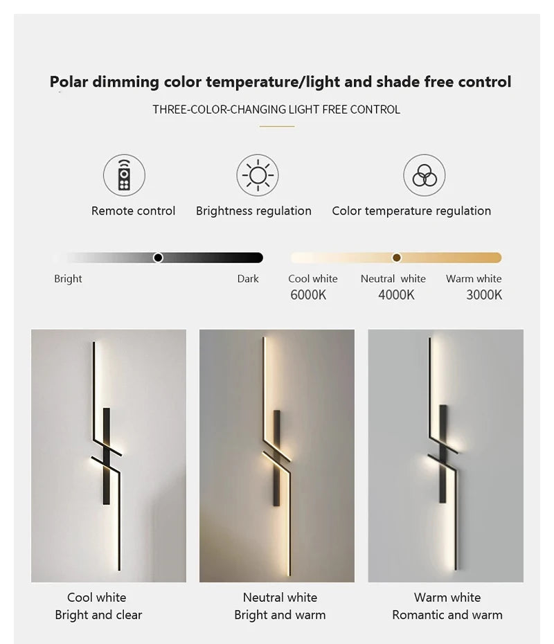 Modern LED Wall Lamp Minimalist Led 13W-18W Light Bedroom Bedside Long Strip Wall Sconces