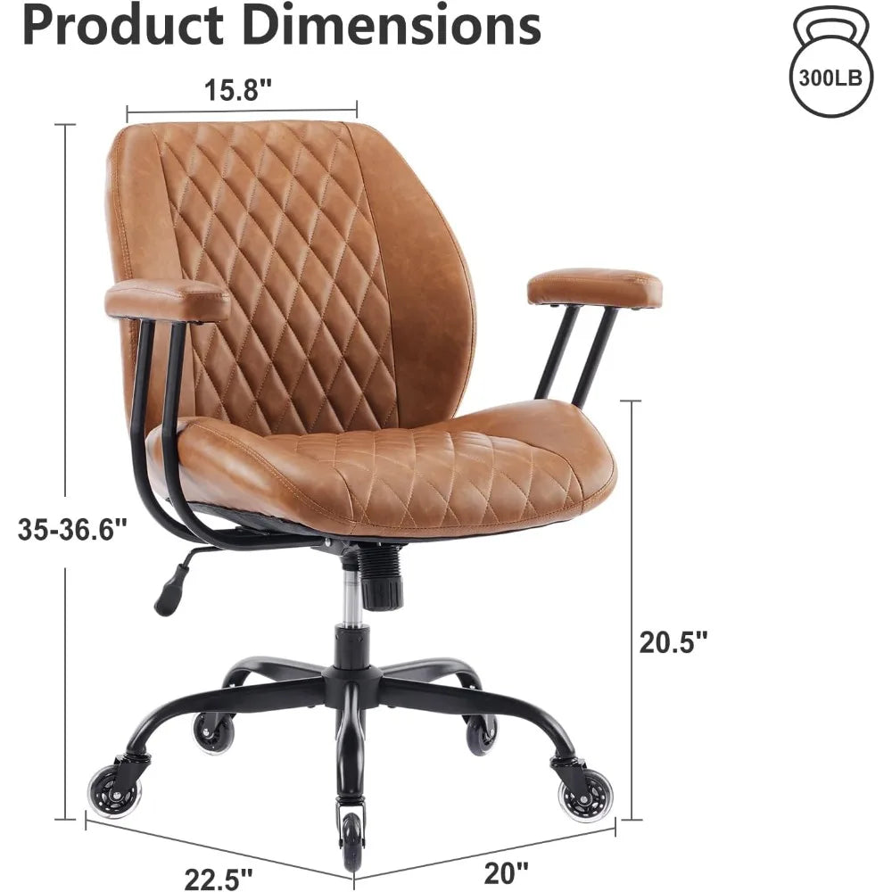 Home Office Desk Chair Office Rubber Casters Ergonomic Computer Chair with Lumbar Support Adjustable Height Rolling Swivel Execu
