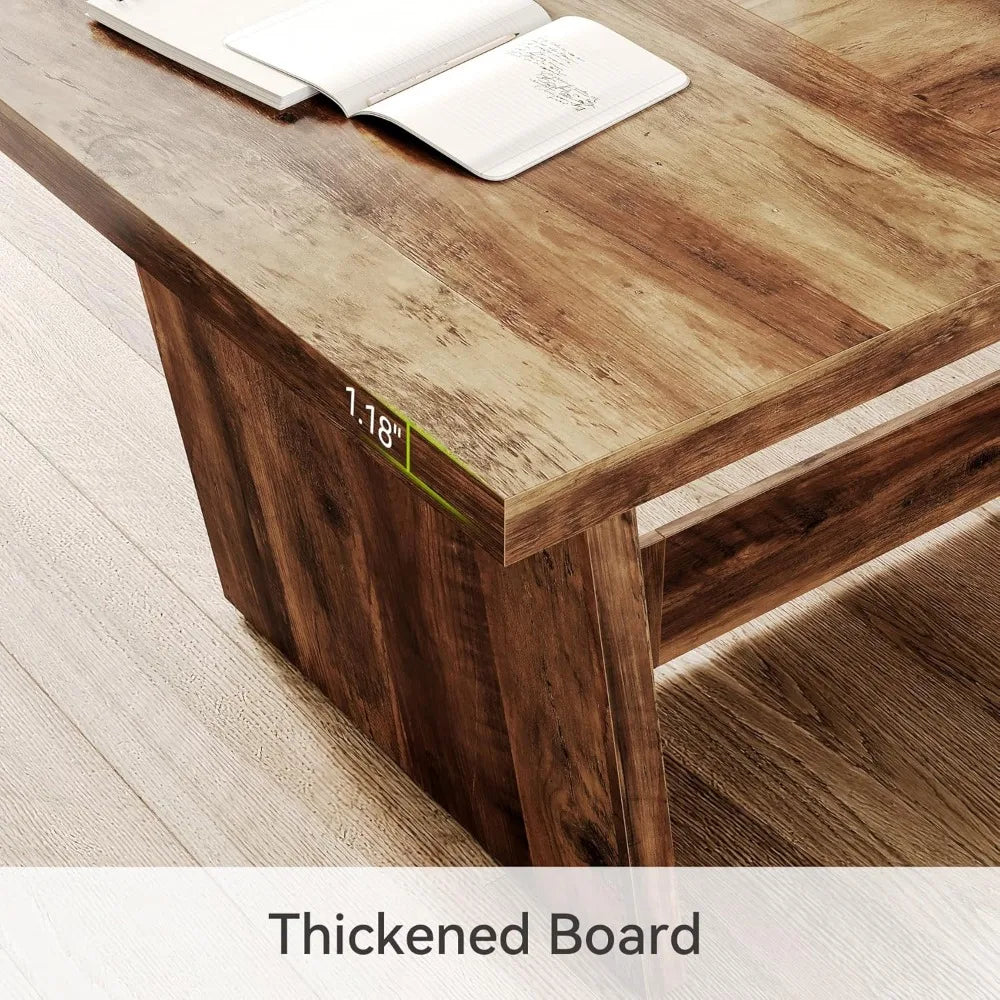 70.87 Inches Long Executive Desk, Brown Wooden Computer Desk, Industrial Simple Study Writing Table