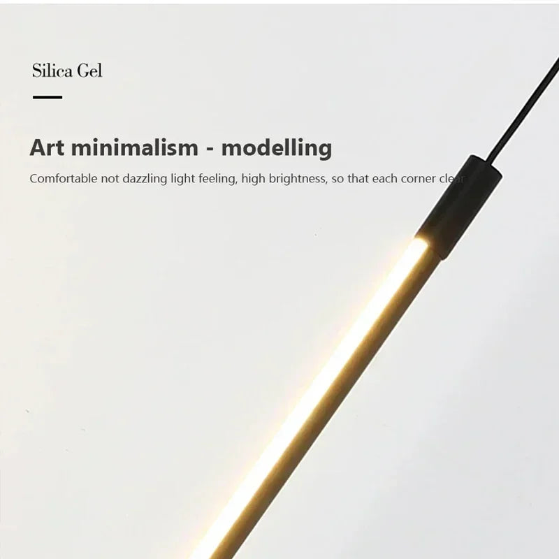 Modern LED Long Pendant Lights for Bedroom/Office Hanging Lamp Background Chandeliers Design Line Lighting Fixtures