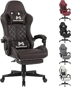 Gaming Chair with Footrest, Ergonomic Computer Chair, PU Breathable Material with Headrest and Lumbar Support, Suitable for Sill