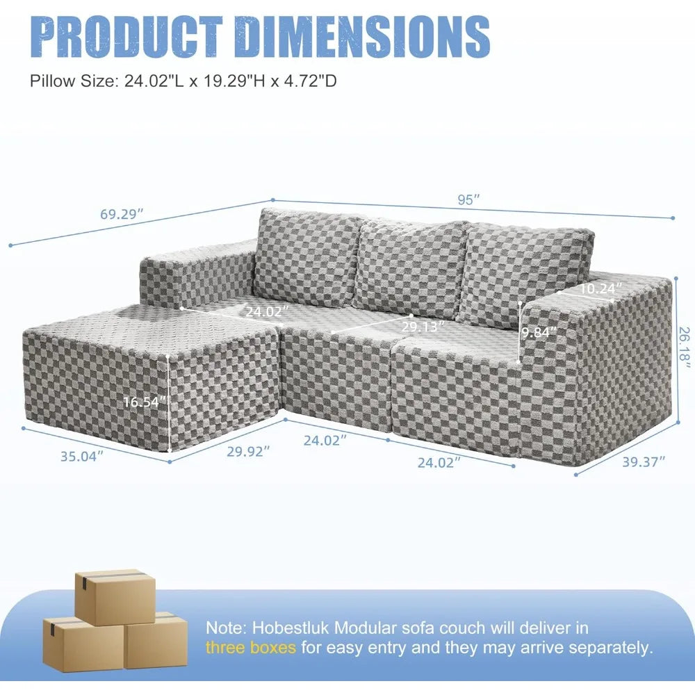 Modular Sectional Sofa with Deep Seating & Storage – Memory Foam with Deep Seating, 3-Seater Cloud Sofa for Sofa Seating