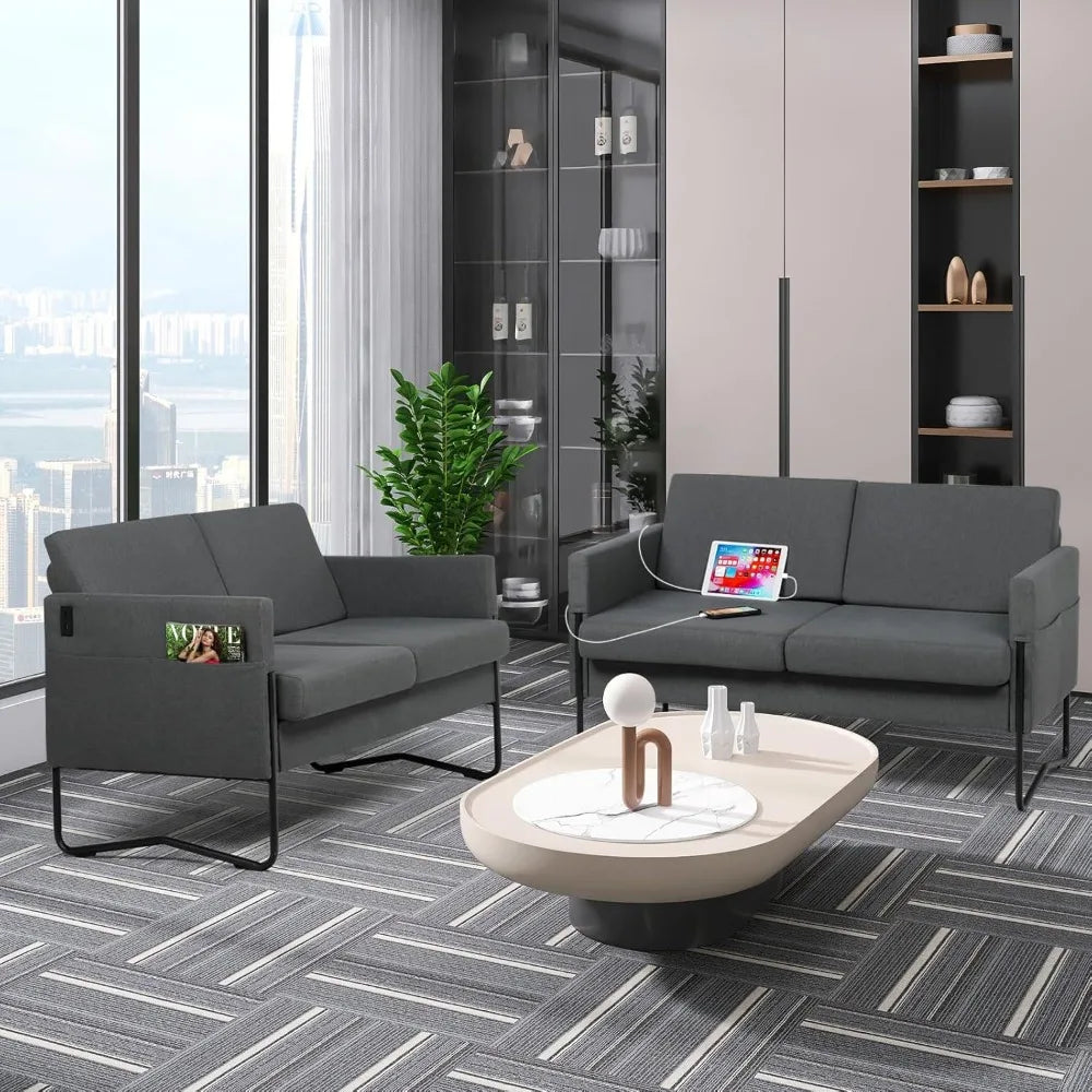 compact 51" grey loveseat sofa with usb ports for cozy living spaces