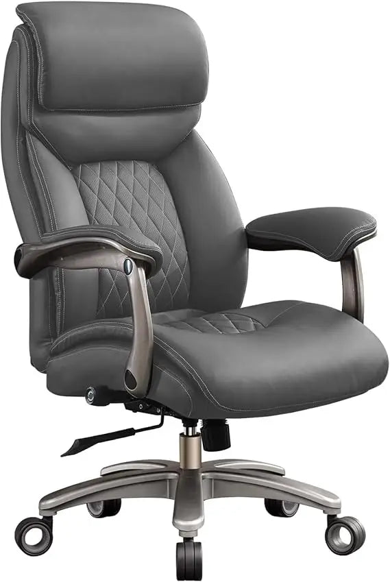 Big and Tall Office Chair with 5D Flip Arms, 600LBS PU Leather Executive Chair with Adjustable Lumbar Support 3'' Double Space W