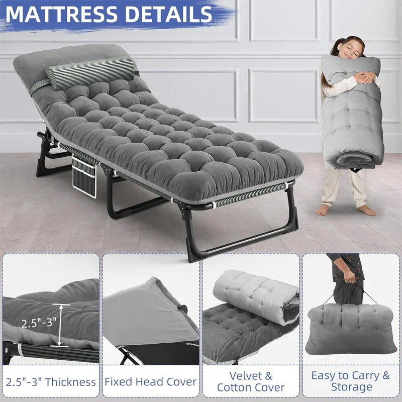 Cot Chair with Mattress, 4-Position Folding