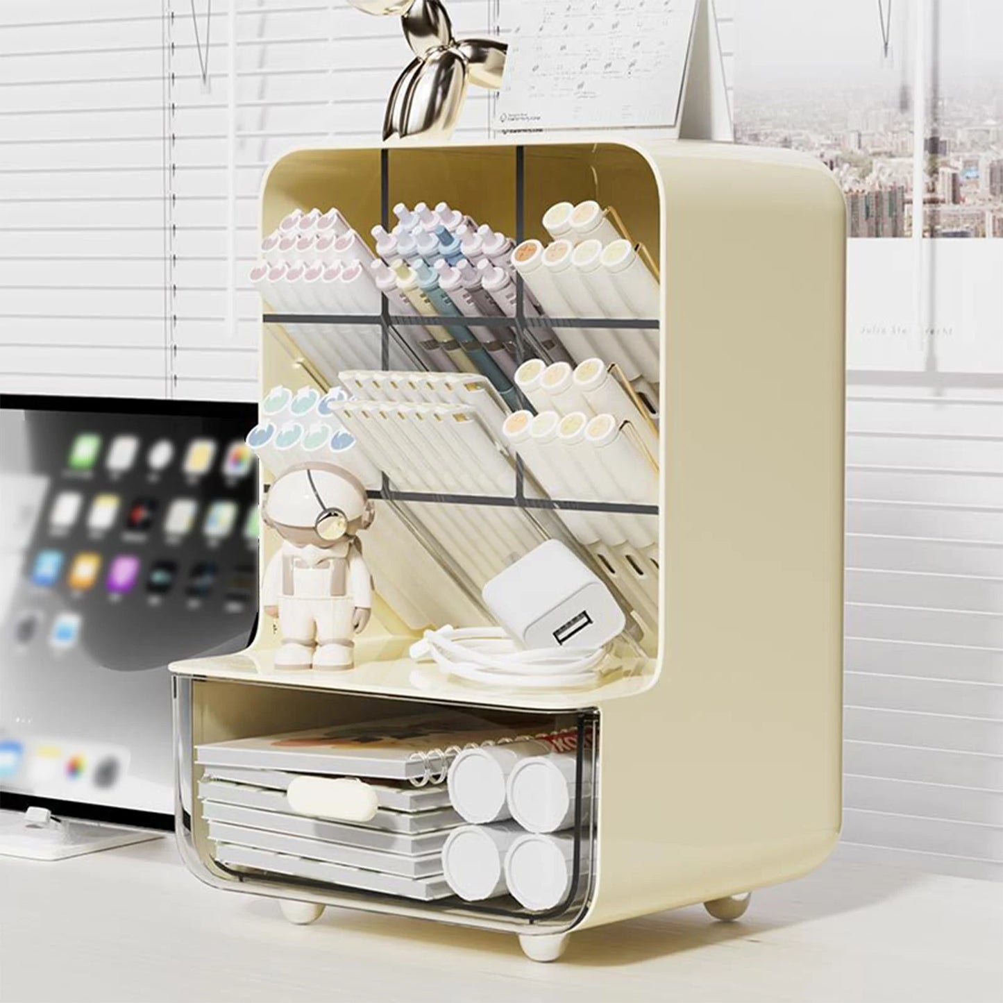 Students' Large-capacity Oblique Pen Holder Desk Stationery Storage Box School Office Desk Sundry Storage Rack Desk Storage Box