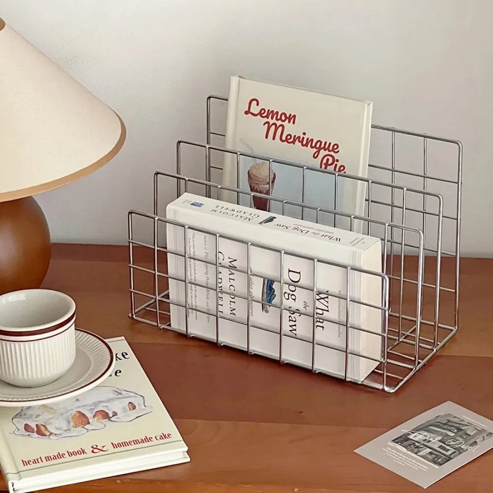 INS Simple Iron Desktop Storage Rack Organizer Table Metal Organizing Rack Bookshelf Desk Multi-functional Storage Rack