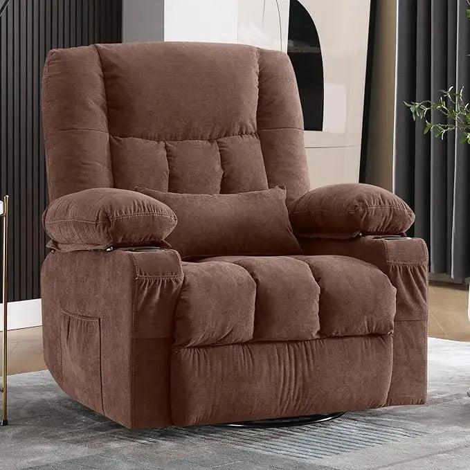 Massage Swivel Rocker Recliner Chair with Vibration Massage and Heat Ergonomic Lounge Chair for Living Room with Rocking Functio