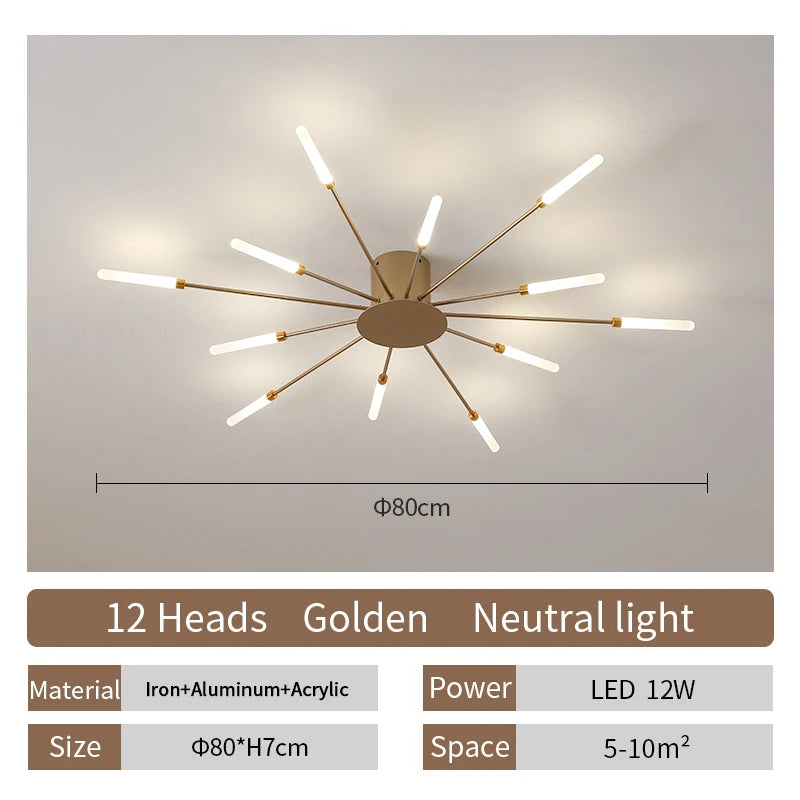 LED Ceiling Lamp Modern Indoor Lighting Acrylic Nordic Creative Fan-shaped Light