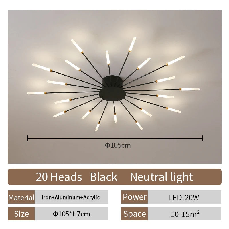 LED Ceiling Lamp Modern Indoor Lighting Acrylic Nordic Creative Fan-shaped Light
