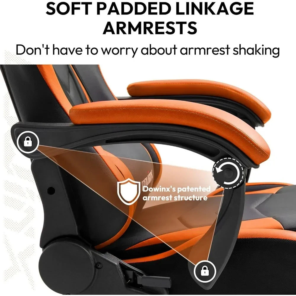 Gaming Chair Ergonomic Racing Style Recliner with Massage Lumbar Support, Office Armchair for Computer PU Leather E-Sports