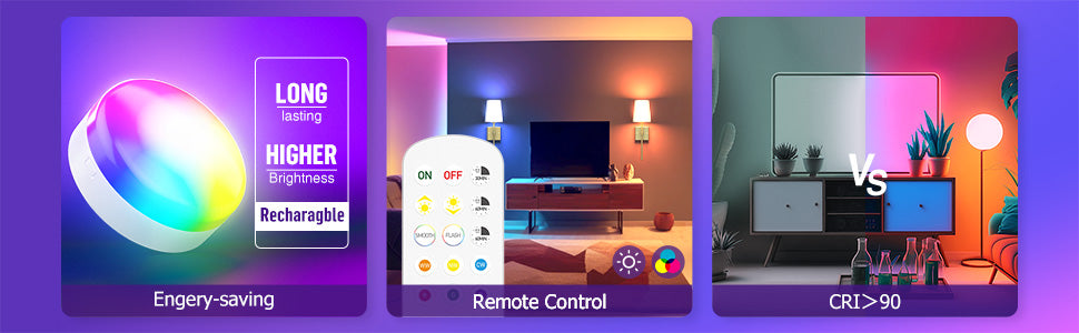 Rechargeable Battery Operated Wall Sconce Set of 2 - Dimmable RGB with Remote & 3 Color Temperatures for Office