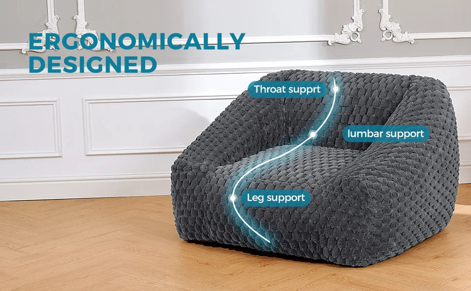 Big Bean Bag Chair with Filling Included - Large Memory Foam Sofa for Adults and Teens, Soft Couch
